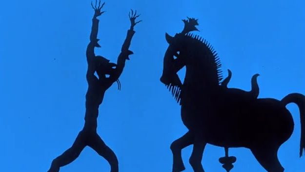 A still from The Adventures of Prince Achmed by Lotte Reiniger