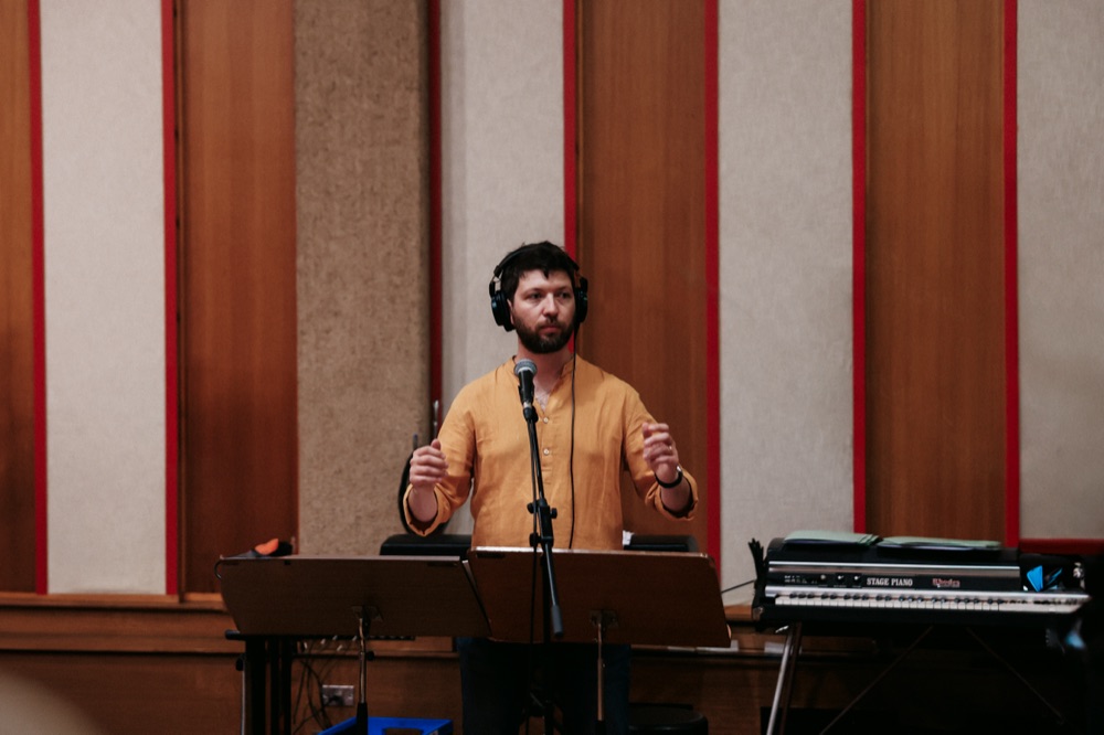 Gabriele di Franco conducting in the studio
